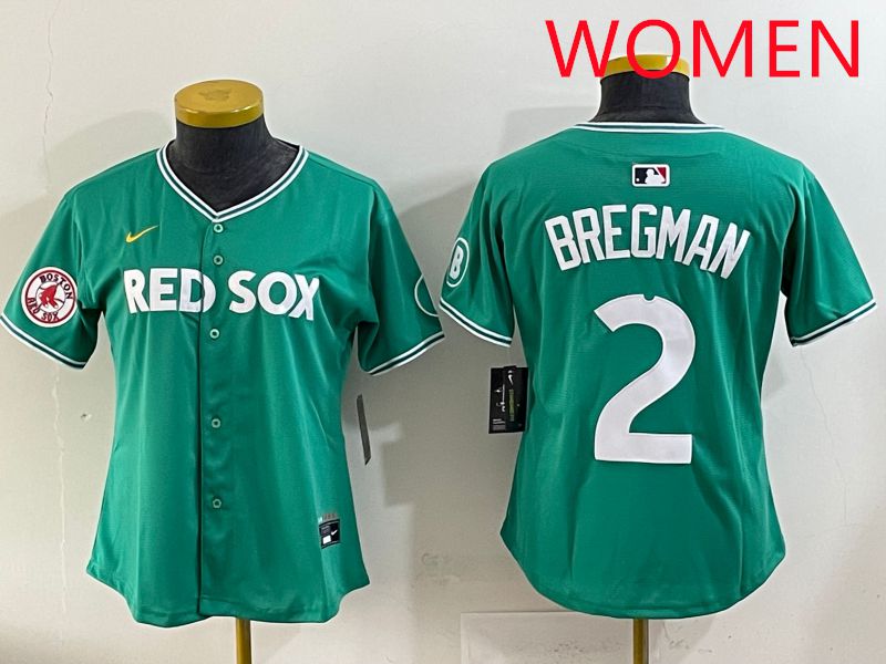 Women 2025 Boston Red Sox #2 Bregman Dark Green Joint Name Nike MLB Jersey style 8->women mlb jersey->Women Jersey